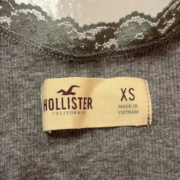 Hollister Charcoal Tank with Lace and Bow - Picture 4 of 5
